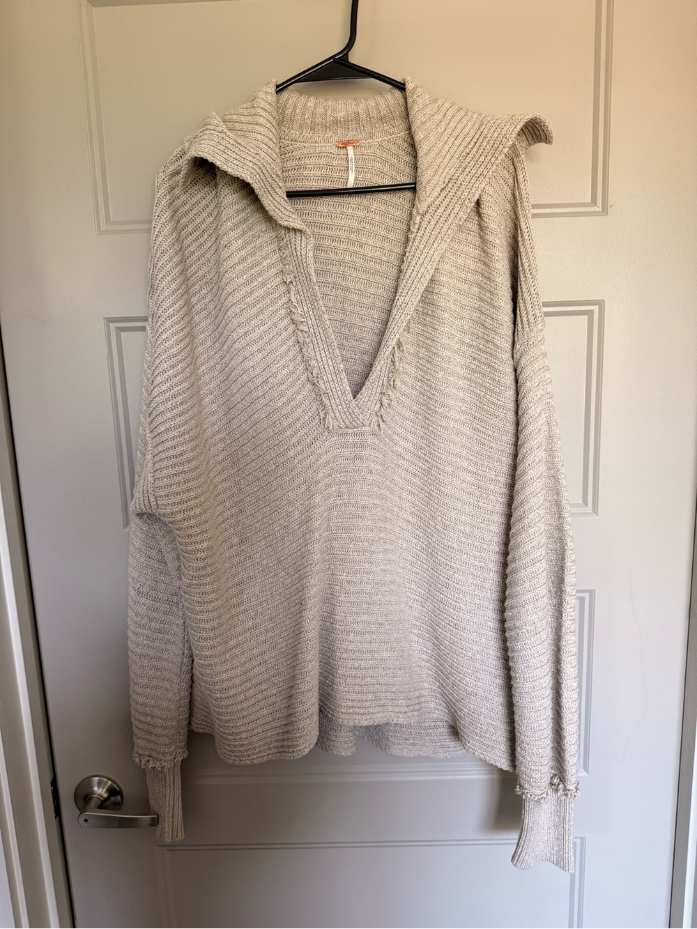 Free People Marlie Collar V-Neck Drop Shoulder Long Sleeve Sweater